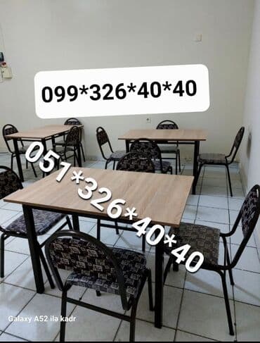 Masa və oturacaq dəstləri: Qonaq otağı üçün, Yeni, Açılan, Dördbucaq masa, 4 stul — 6