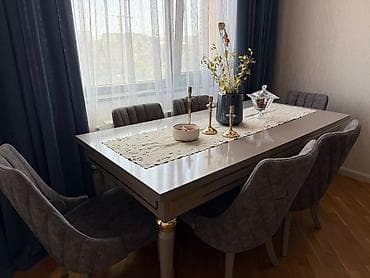 Qonaq otağı üçün, İşlənmiş, Açılan, Kvadrat masa, 6 stul — 1