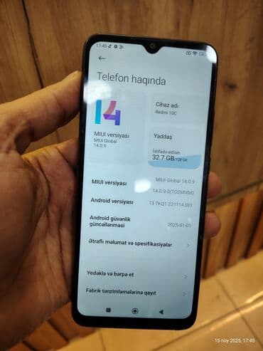 tcl telefon: Redmi 10C, 128 GB, rəng - Qara, Barmaq izi — 2