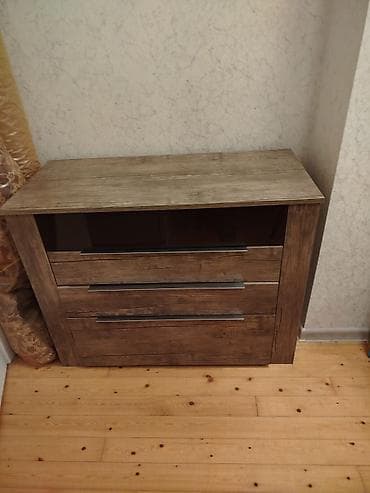 güzgülü kamot: Taxta teksturalı kosmetik komod (gizli güzgülü) - Material: taxta — 3