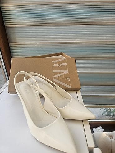 Tuflilər: ZARA qadın ayaqqabısı – slingback model - Rəng: White (ağ) - Ölçü: 38 — 6