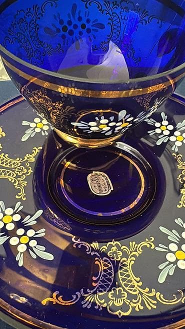 Çay dəsti, rəng - Göy, Şüşə