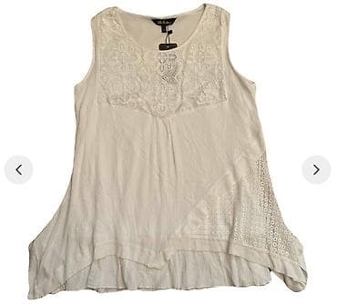 Boho tərzli ağ/bləj rəng palıd top – qolsuz - Brend: Ulla Popken — 1