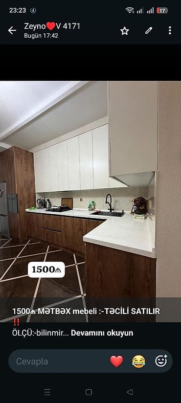 *1500₼ MƏTBƏX mebeli :-TƏCİLİ SATILIR*‼️ ÖLÇÜ:-bilinmir ÜZƏRİNDƏ