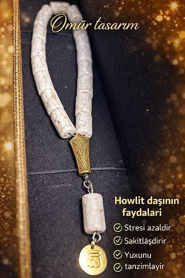 Howlit daşından dizayn edilmiş təsbeh - Material: Təbii howlit daşı at lalafo.az Howlit daşından dizayn edilmiş təsbeh - Material: Təbii howlit daşı