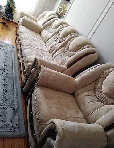 kreslo: İşlənmiş, Divan, 2 kreslo, Bazalı, Açılan — 1