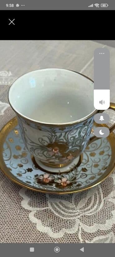 yasil kofe qiymeti: Çay dəsti, rəng - Qızılı, Farfor, 2 nəfərlik — 2