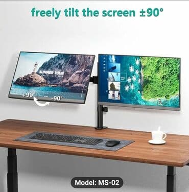 ucuz manitor: Monitordan masaya quraşdırmaq üçün nəzərdə tutulmuş iki qollu montaj — 7