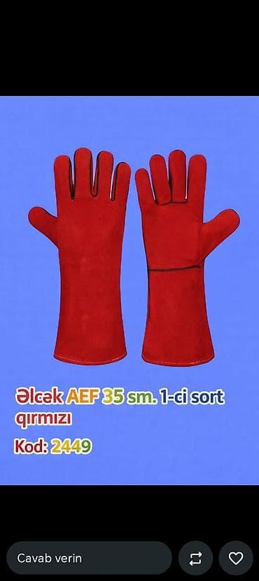 Məhsul: AEF əlcək Ölçü: 35 sm Rəng: qırmızı Sort: 1-ci sort Kod: 2449 — 1