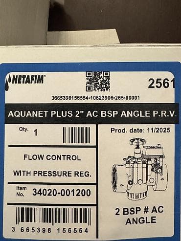 Netafim Aquanet Plus 2” AC BSP ANGLE P.R.V. kranı (təzyiq tənzimləyici — 4