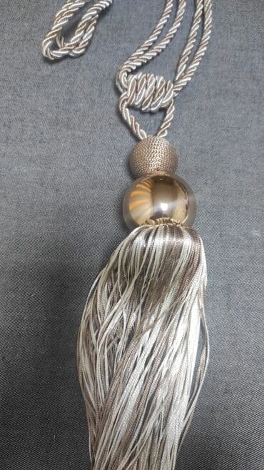 toxuma ipler: Pərdə üçün aksesuar dəsti - Bəzəkli pərdə tutacaqları: iki ədəd iplə — 2