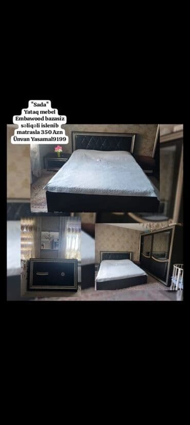 boyun yastığı qiymeti: *Sada* Yataq mebel Embawood bazasiz səliqəli islenib matrasla 350 Azn — 2