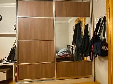 tavan taxta: 2 qapılı, Güzgülü, Qəhvəyi, Taxta, Kupe, Düz dolab — 1
