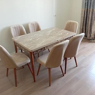Mətbəx üçün, Yeni, Açılan, Dördbucaq masa, 6 stul