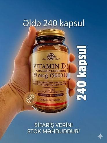 Solgar Vitamin D3 (Cholecalciferol) – 125 mcg (5000 IU) - qida əlavəsi