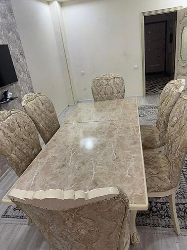 naborlar: Qonaq otağı üçün, Dördbucaq masa, 6 stul — 1