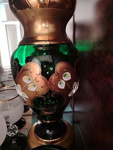 3d defter: Zərif bəzəkli Bohemiya üslubunda şüşə/kristal dəst - Yaşıl və şəffaf — 1