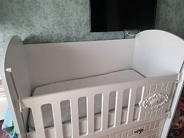 stul dest: Uşaq beşiyi – Ali Bebe model - Rəng: ağ/ivori - Material: MDF/laminat — 1