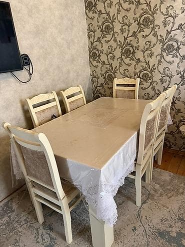 qonağ desti: Qonaq otağı üçün, Açılmayan, Dördbucaq masa, 6 stul — 2