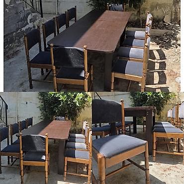 Qonaq otağı üçün, İşlənmiş, Dördbucaq masa, 8 stul