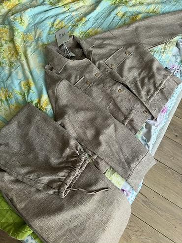 beli: ZARA iki hissəli dəst – jaket və şalvar - Rəng: bej/taxta-qəhvəyi — 1