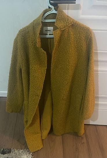 палто: Xardal rəngli qadın palto - Material: bouclé/tekstuurlu parça, yumşaq — 2