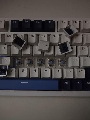 server qiymetleri: Ajazz AK75 Pro White & Blue | RGB | Huano × Ajazz Blue Linear — 9