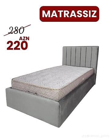tek matras: Tək nəfərlik çarpayı karkası – matrassız. - Rəng: boz - Başlıq: dik — 1