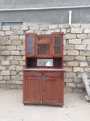 dolab: Antik üslubda mətbəx bufeti/kredensa - Material: tam ağac (taxta — 1