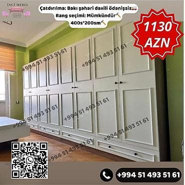 Yeni, 6 qapı, Siyirməli, Digər rəng, Digər material, Açılan, Düz dolab