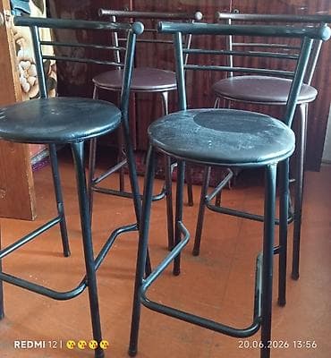 Metall karkaslı bar taburet dəsti - Miqdarı: 4 ədəd - Rəng: qara -