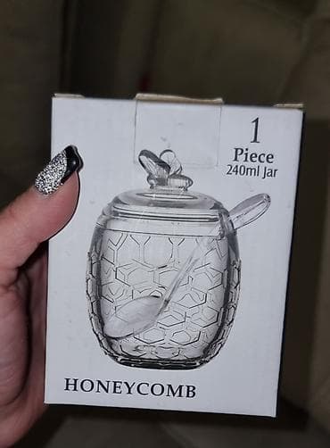 uşaq kalyaskalari: Təzədir Honeycomb Collection – 240 ml şüşə bal qabı və qaşıq dəsti — 1