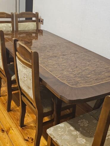 Qonaq otağı üçün, Açılan, Dördbucaq masa, 6 stul