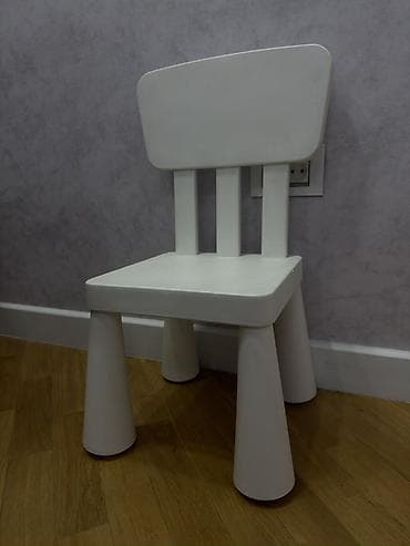 stul: Uşaq stulu – ağ rəngdə, mini ölçülü ikea - Dizayn: Yumru kənarlı — 1