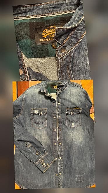 köyney: Superdry Vintage Copper Blue kişi cins köynəyi - Ölçü: 2XL (etiketdə — 1