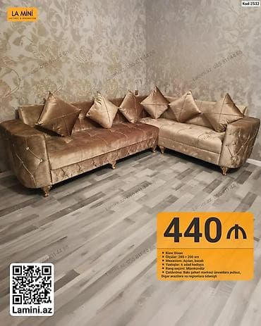 Künc Divan – La Mini - Ölçü: 280 × 200 sm - Mexanizm: Açılan, bazalı - — 1