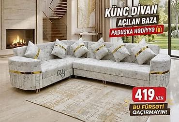 kunc divanlar 2021: 1.Künc divan – açılan baza ilə. - Şık, açıq-boz rəngli künc — 1