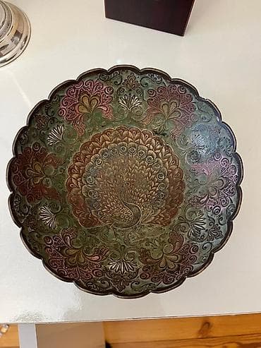 meyve qabı: Dekorativ mis qab – əl oyması və emal naxışlı - Material: mis - — 1