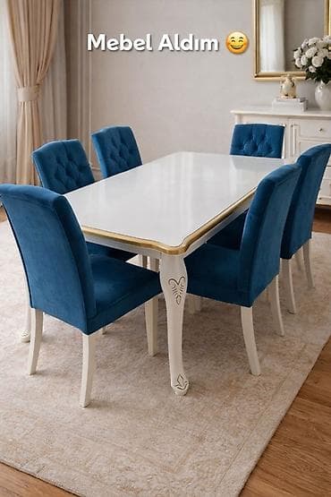 mebel stol stul: Qonaq otağı üçün, Açılmayan, Dördbucaq masa, 6 stul — 1