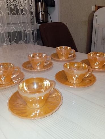 caydan: Çay dəsti, rəng - Narıncı, Şüşə, 6 nəfərlik, Almaniya — 2