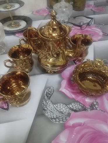 sultan tekstil: Çay dəsti, rəng - Qızılı, Keramika — 5