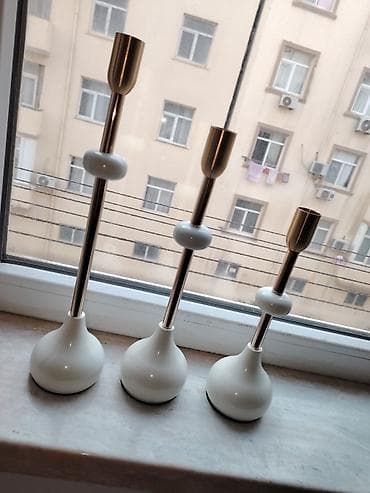 Şamdanlar: Minimalist şamdan dəsti – 3 ədəd - Dizayn: Skandinaviya üslubunda — 3