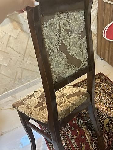 baxca stolu: Yumuşaq oturacaqlı klassik taxta stul - Material: tünd qəhvəyi rəngli — 2