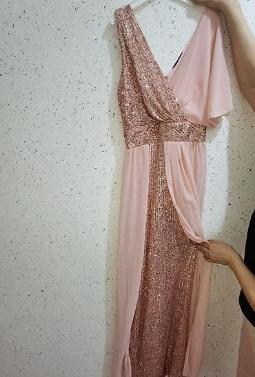 don ziyafet: Payetli axşam/ziyafət geyimi – pudra/şaftalı tonlarında - Model — 3