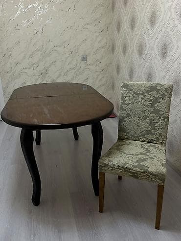 Qonaq otağı üçün, İşlənmiş, Açılan, Oval masa, 4 stul — 4