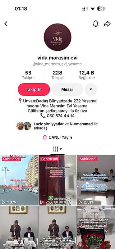 fransız dili kursu: Vida Mərasim Evi – Yasamal Xidmətin təsviri: - Vida mərasimlərinin — 1