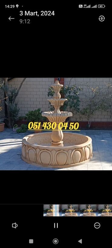 Fontan Şəlalə Bulaq və istənilən ölçüdə zövqünüzə uyğun sifarişlər