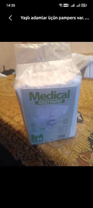 Digər tibbi məhsullar: Medical Adult Diaper – böyüklər üçün bez - Paket: 10 ədəd - Tip — 1