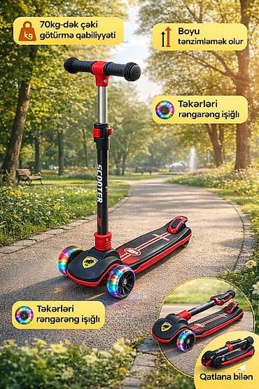 Мототранспорт: Uşaq/skuter – tənzimlənən və qatlanan model - 70 kq‑a qədər daşıma — 1