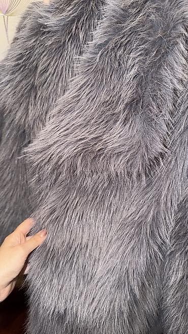 şuba modelleri: Zara model.Qadınlar üçün süni kürk şuba - Rəng: tünd boz/boz qarışığı — 2